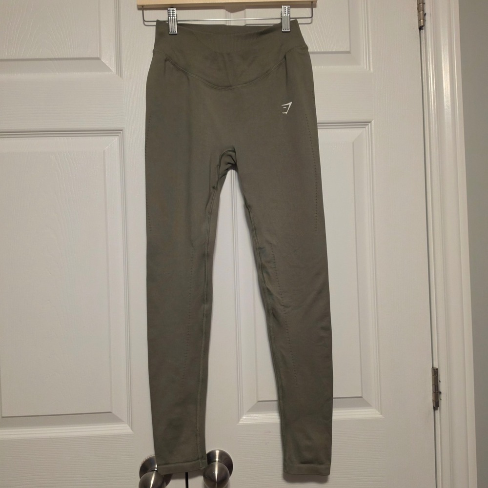 Gymshark Energy+ Seamless High Waisted Eyelet Leggings Olive Green Small